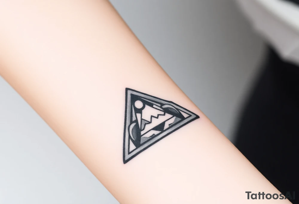 Geometric small triangle about different paths in life merge together and become stronger together while being psychedelic tattoo idea Geometric small triangle about different paths in life merge together and become stronger together while being psychedelic tattoo idea