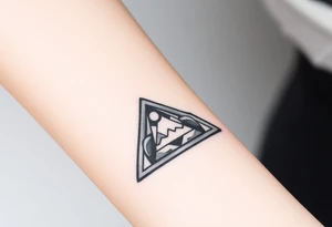 Geometric small triangle about different paths in life merge together and become stronger together while being psychedelic tattoo idea