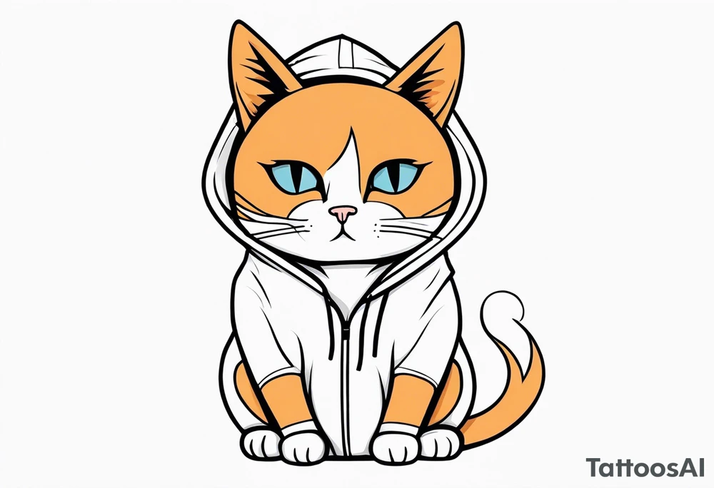 Full body cat emo cat in a hoodie tattoo idea