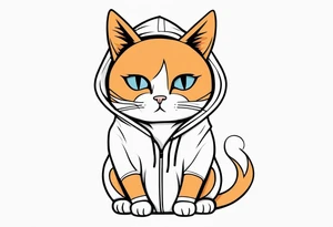 Full body cat emo cat in a hoodie tattoo idea