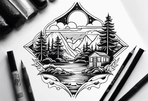 Chicano style scenary tattoo idea