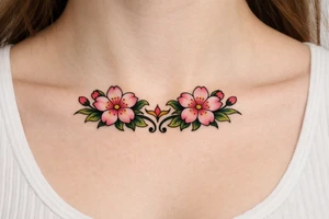 Two Cherry blossoms , symmetrical tattoo idea