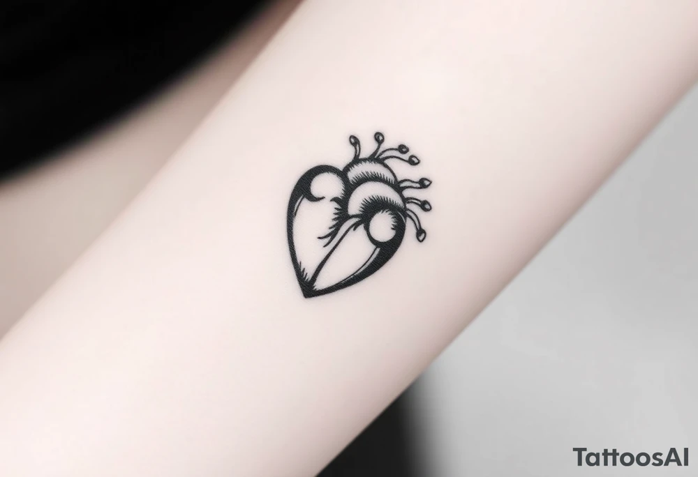 Unique heart skeleton art tattoo idea