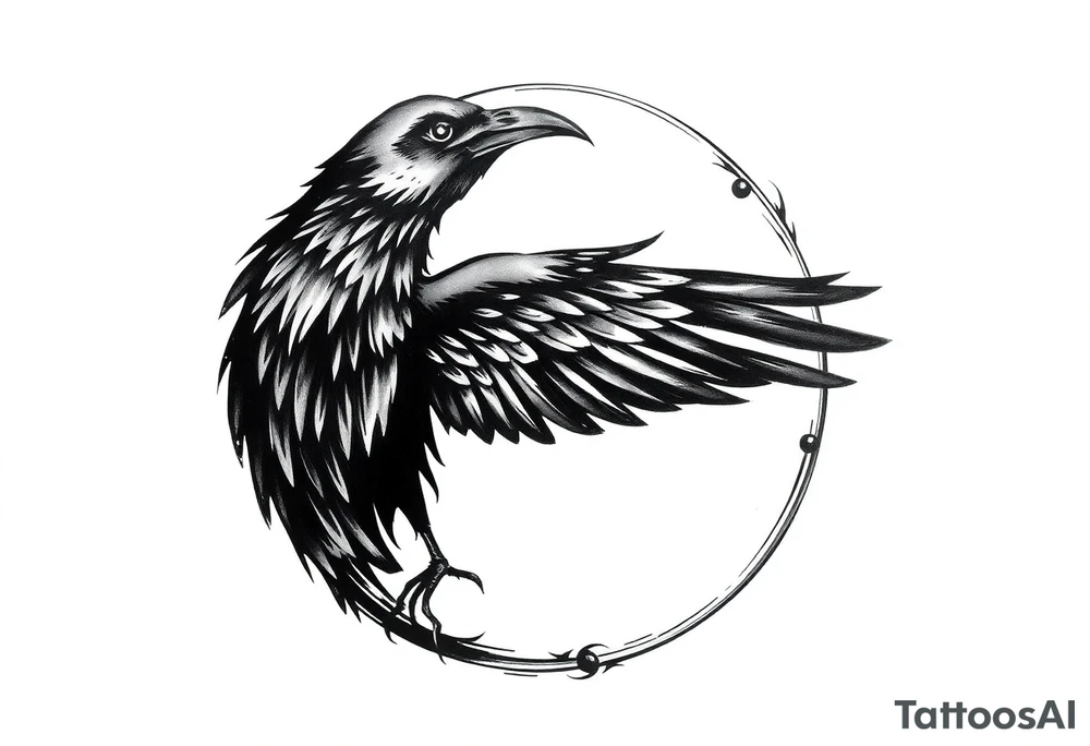 a circular crow tattoo tattoo idea