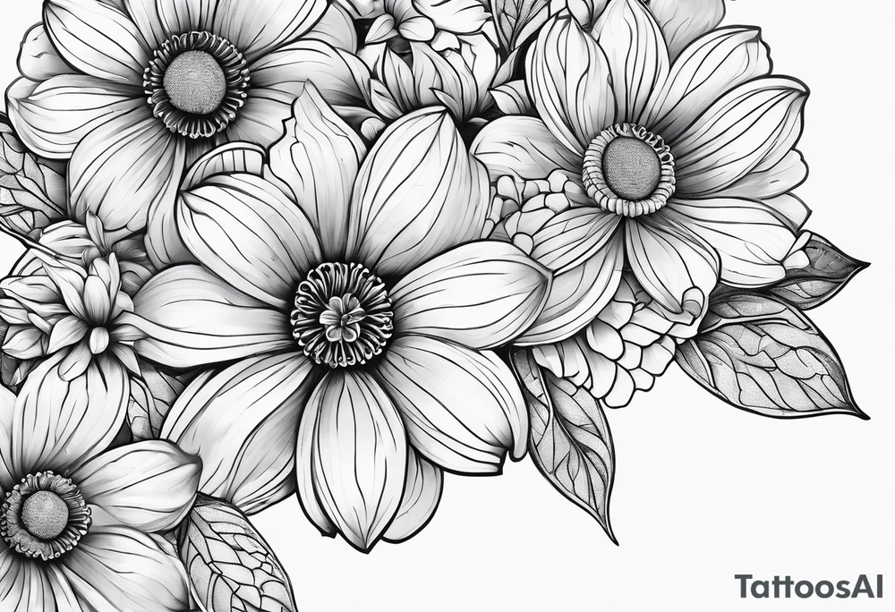 Honeycomb flowers intertwined tattoo idea