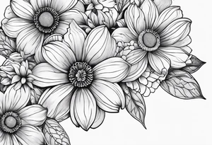 Honeycomb flowers intertwined tattoo idea