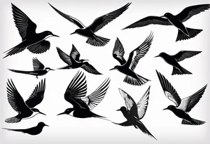 20 Silhouettes of an Arctic Tern flying. White space between each Silhouette tattoo idea