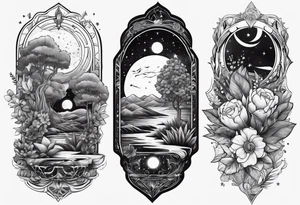Universe and plants tattoo idea