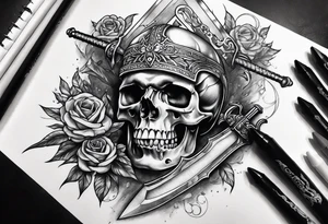 Sword through a broken skull tattoo idea
