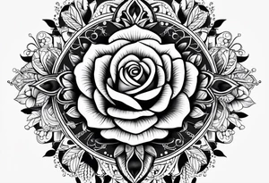 Birds and Roses dot work mandala tattoo idea