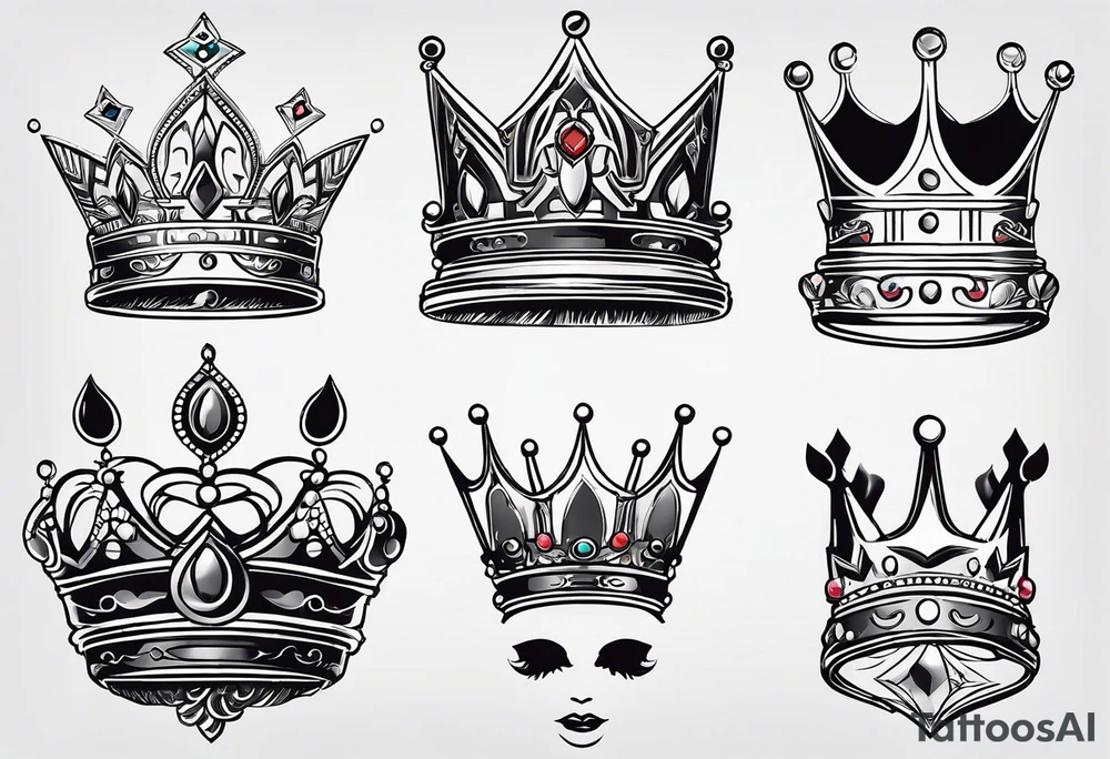 his and her crowns. Crowns only. Simplistic and detailed. fine lines tattoo idea