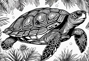 tropical psychedelic turtle tattoo idea