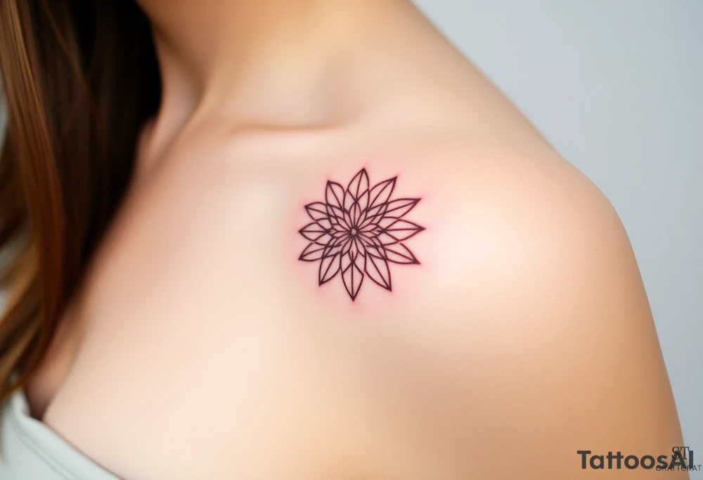 A floating Flower of Life with a glowing aura, appearing as if suspended in space tattoo idea