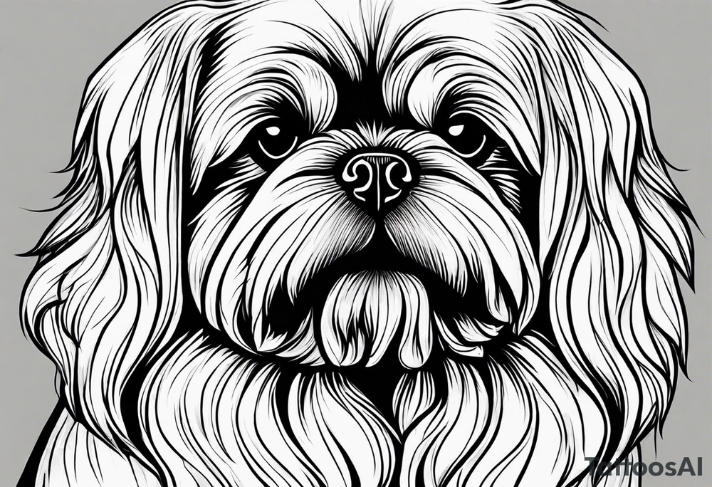 The contour of the face of a pekingese with shih tzu mixed race god. Nothing besides the face. As minimalist as possible. More minimalist! Make it a one line drawing. tattoo idea