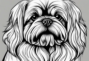 The contour of the face of a pekingese with shih tzu mixed race god. Nothing besides the face. As minimalist as possible. More minimalist! Make it a one line drawing. tattoo idea