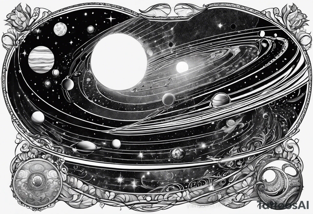 symbolist version of the solar system tattoo idea