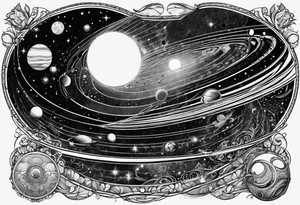 symbolist version of the solar system tattoo idea