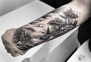 Nature  sleeve animals water tattoo idea