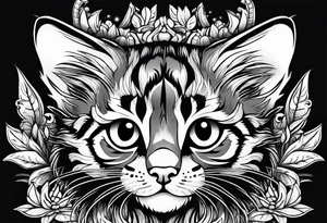 super cute wildcat cub blank background tattoo idea