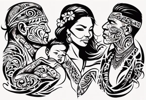 Hawaiian tribal tattoo describing a fathers love for his wife and son tattoo idea