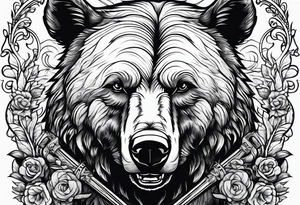bear smoking cigarette tattoo idea