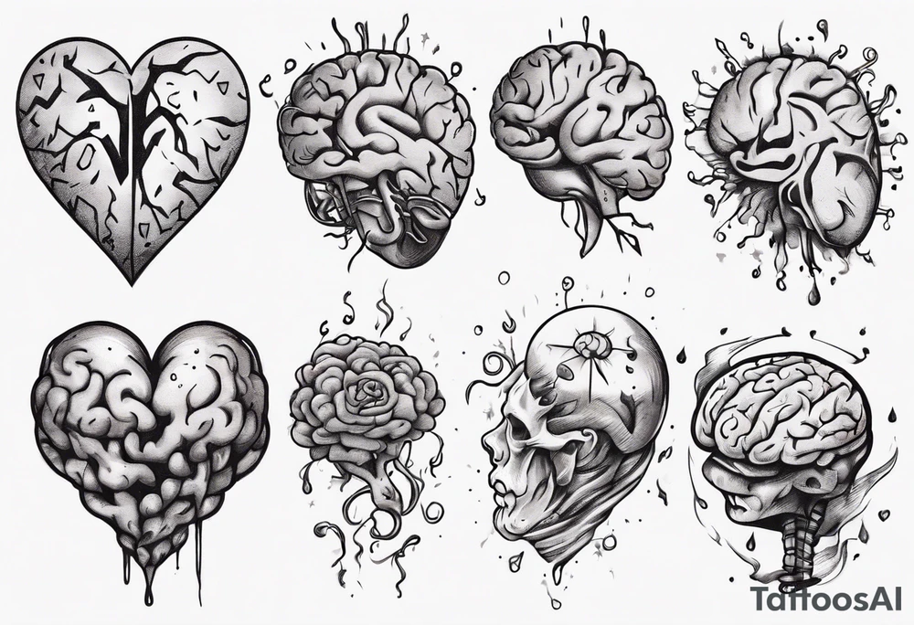 Heart and brain floating away tattoo idea