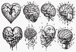Heart and brain floating away tattoo idea