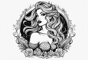 Creepy evil mermaid tattoo idea