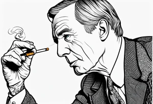 john d rockefeller smoking cigarette tattoo idea