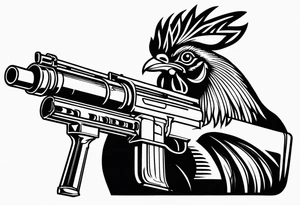 Rooster with a Machine gun tattoo idea