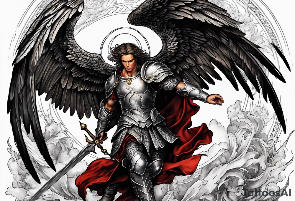 Michael the Archangel defeating the devil tattoo idea