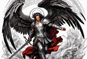 Michael the Archangel defeating the devil tattoo idea