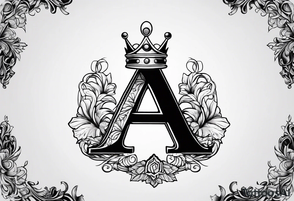 Letter a with a crown on top tattoo idea