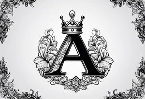 Letter a with a crown on top tattoo idea