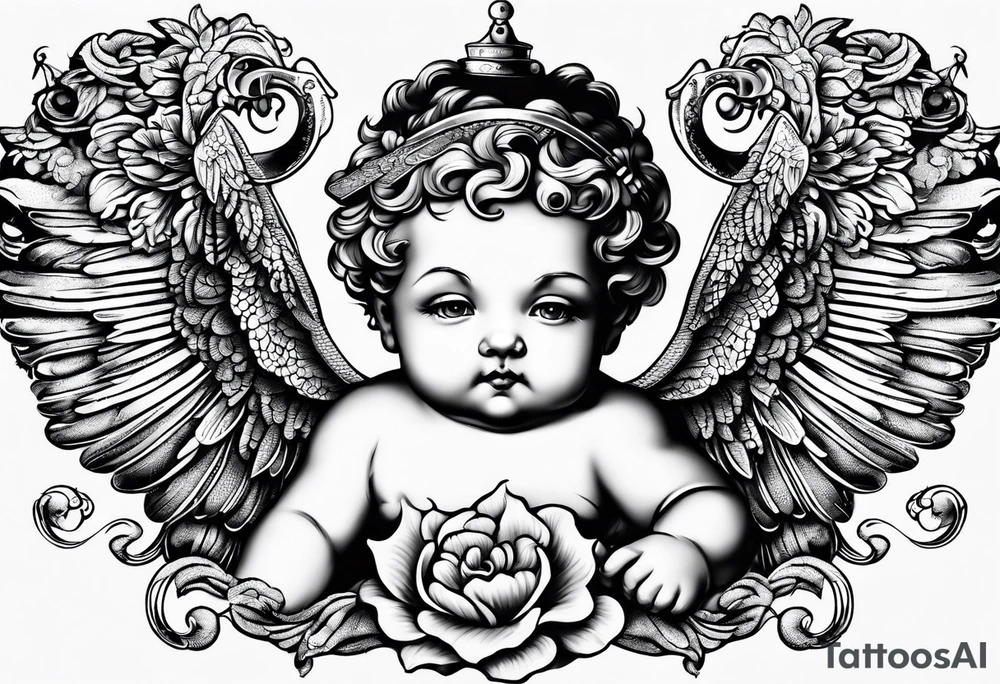 Cherub no flowers tattoo idea