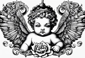 Cherub no flowers tattoo idea