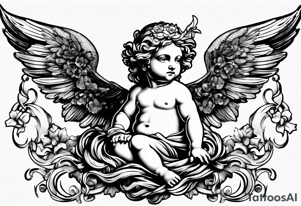 putto, no background tattoo idea