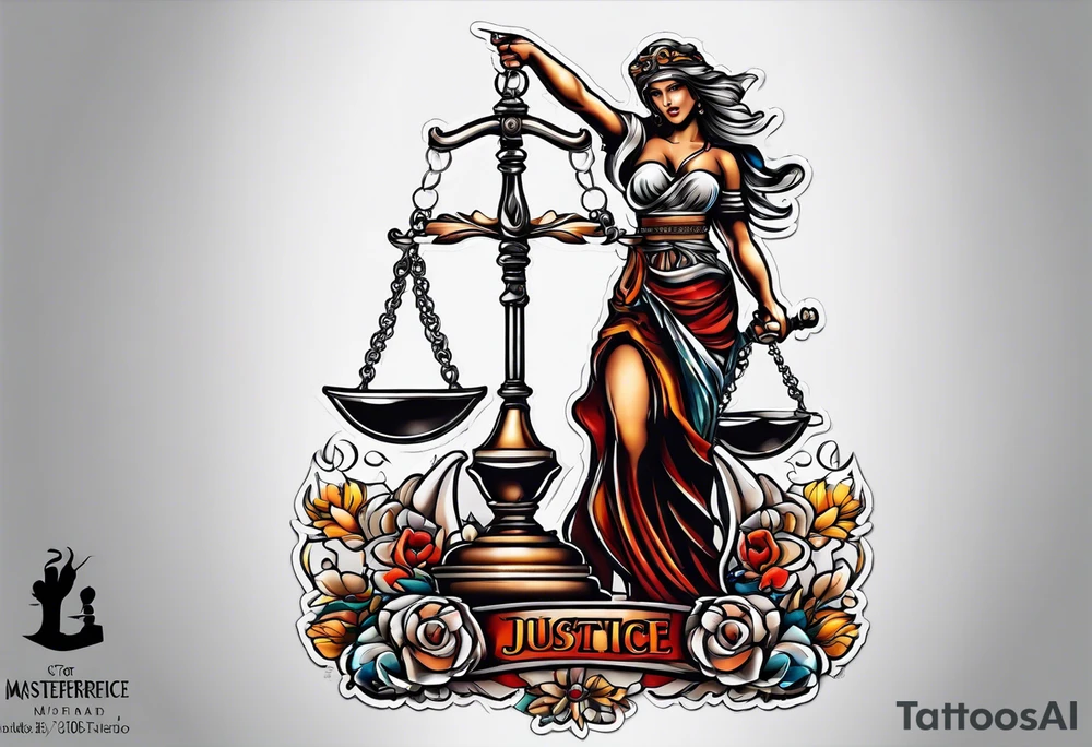 blind justice with a blade tattoo idea