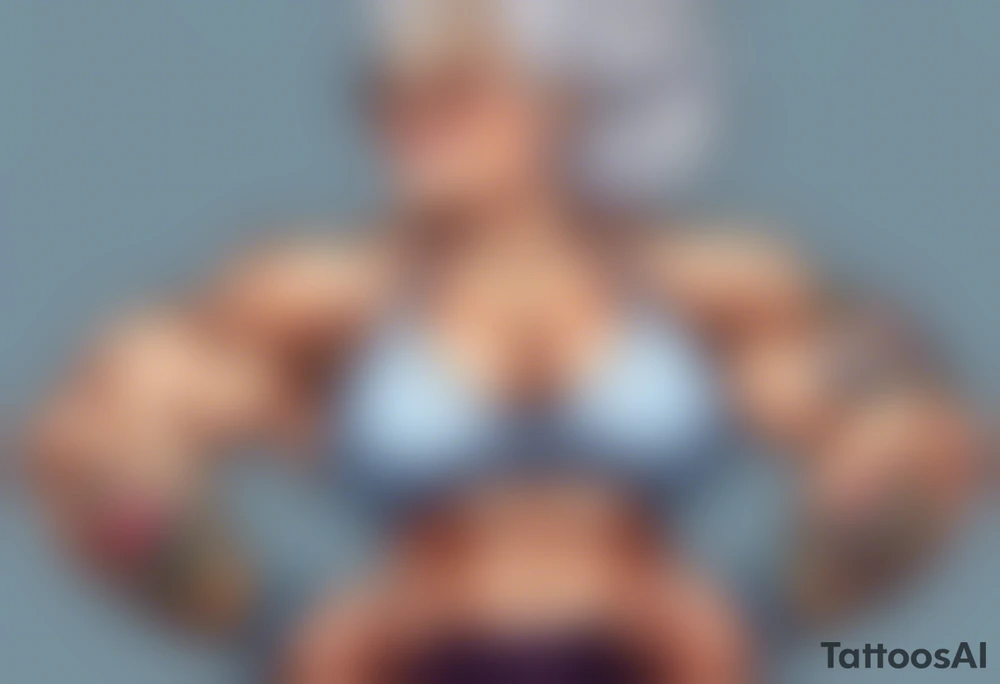 Muscular old lady showing off muscles. tattoo idea