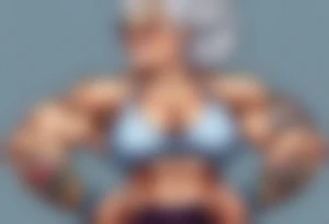 Muscular old lady showing off muscles. tattoo idea