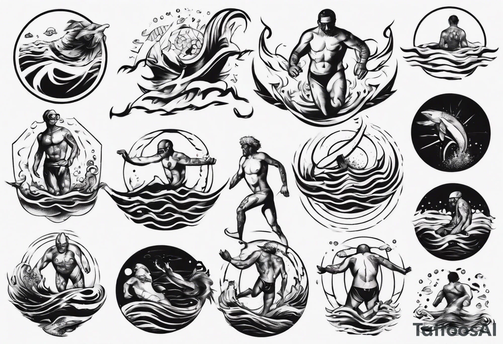 man swimming, no details tattoo idea