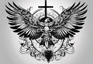A tattoo that is placed on the upper back of a male. It should represent catholic religion, discipline, pain and the love to animals. tattoo idea