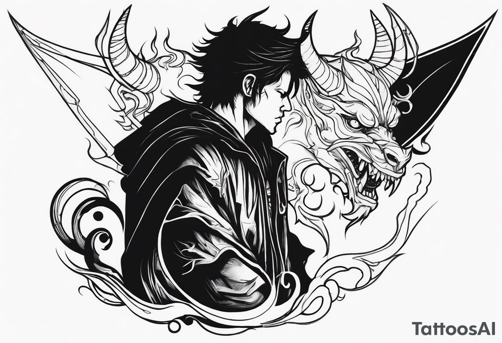 Demon stalking a boy tattoo idea