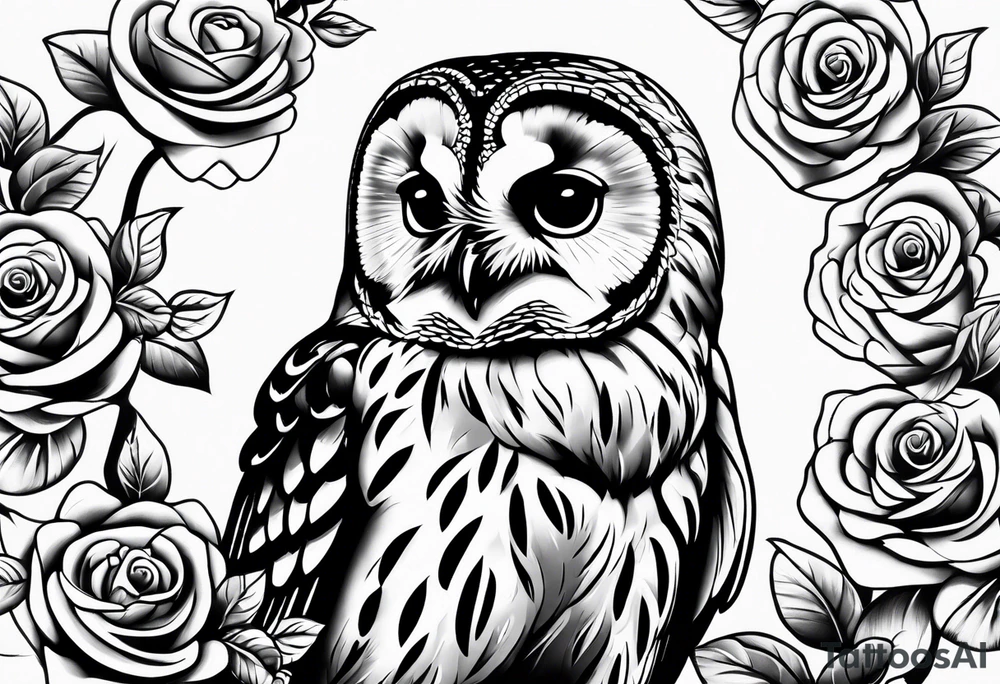 Barred owl and a rose tattoo idea