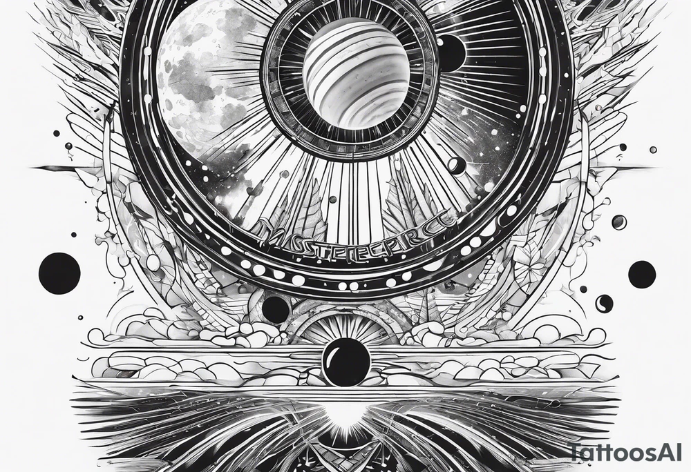solar system stretched out vertically tattoo idea