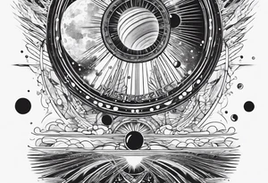 solar system stretched out vertically tattoo idea