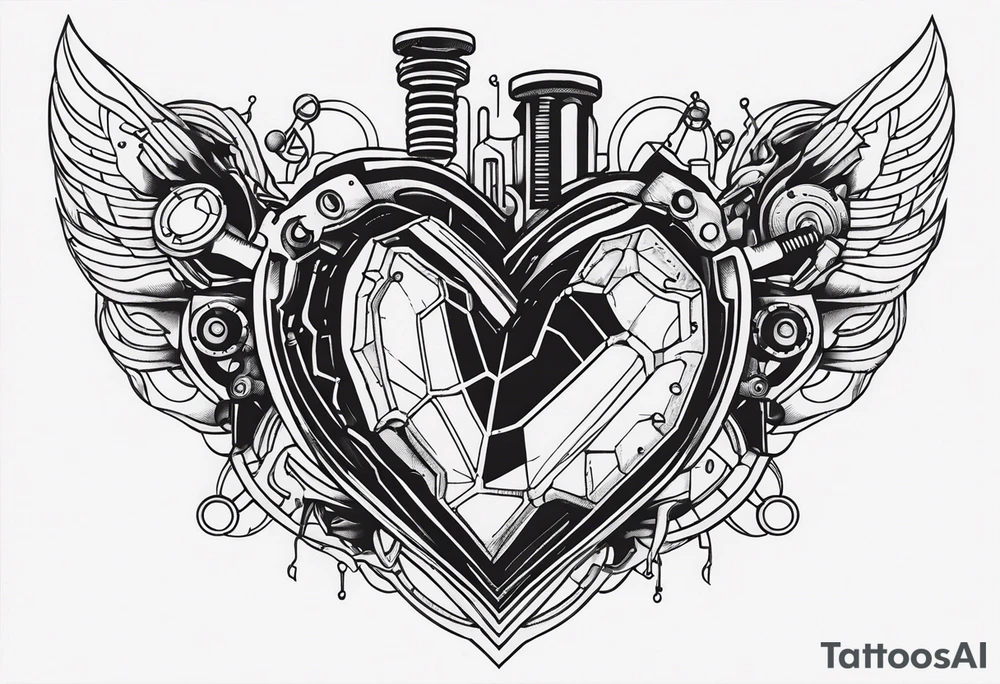 Mechanical Heart LOVE tattoo idea