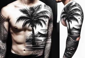 full sleeve with palm tattoo idea