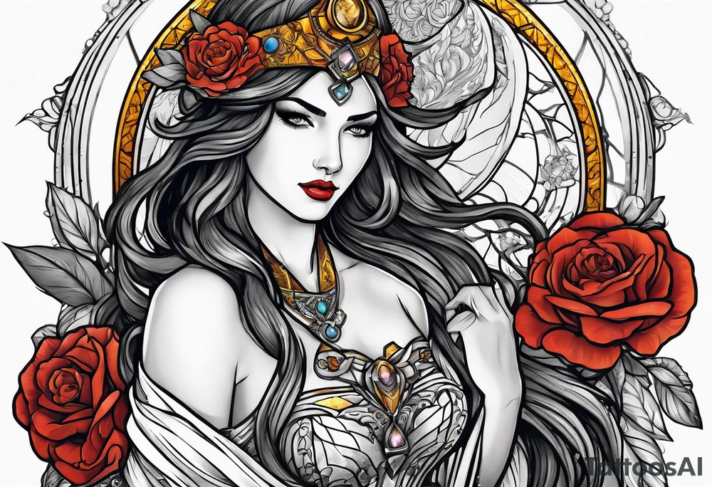 tarot justice woman flowers tattoo idea