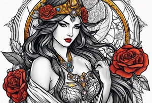 tarot justice woman flowers tattoo idea